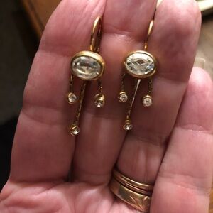 Elegant Gold and Crystal oval rhinestone dangle Drop Earrings